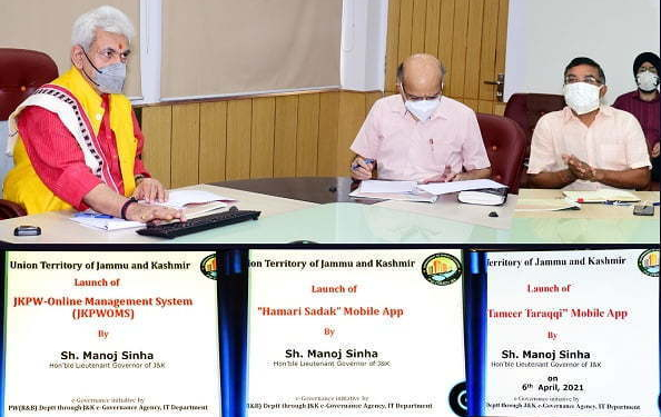 Lt Governor launches JK Public Works- Online Management, Monitoring & Accounting System; “Hamari Sadak” & “Tameer Taraqqi” Mobile Apps