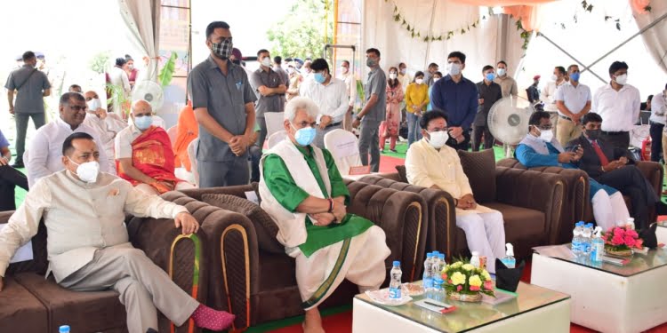 Lt Governor J&K Manoj Sinha takes part in Bhoomi Pujan