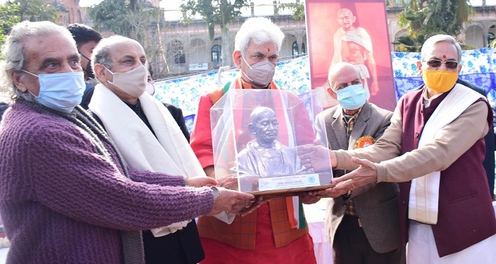 Lt Governor Manoj Sinha pays tributes to Mahatma Gandhi on his Punya Tithi