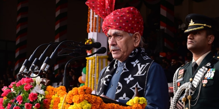 LG Manoj Sinha unfurls National Flag at MA Stadium, Jammu