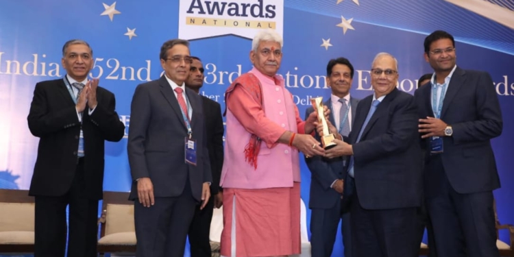 LG Manoj Sinha addresses EEPC India National Export Awards function in New Delhi