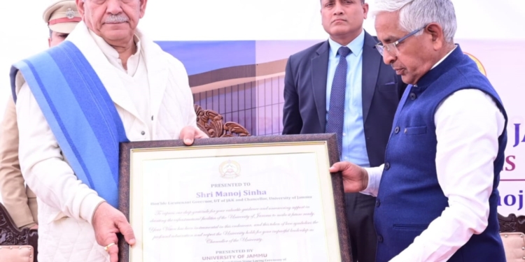 Lt Governor lays foundation stone for Innovation Tower at University of Jammu