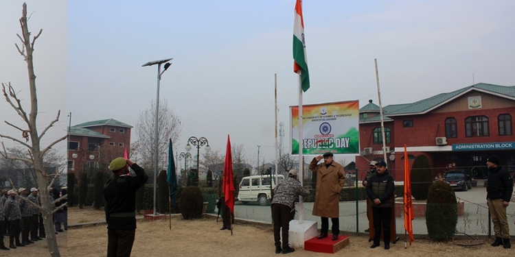 National Flag unfurled at IUST, Vice Chancellor takes the salute