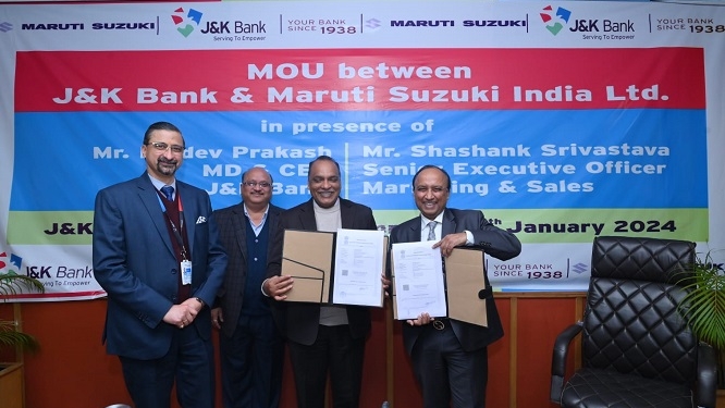 J&K Bank, Maruti Suzuki India ink MoU for inventory funding to authorized dealers