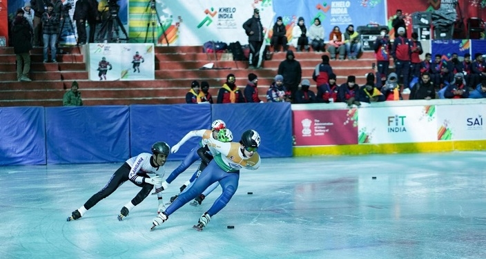 The opening ceremony of Khelo India Winter Games 2024 (KIWG) held at the NDS Stadium in Leh today