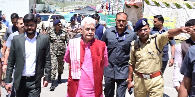 LG Manoj Sinha visits Baltal Base Camp