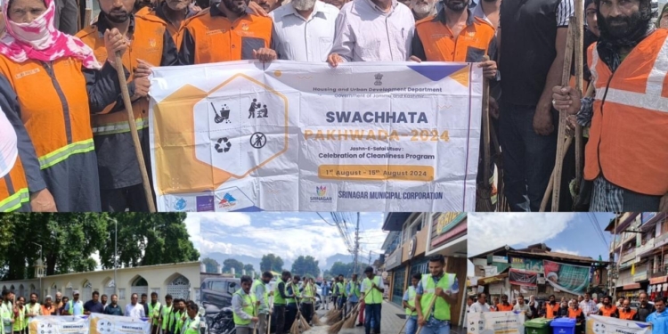 SMC Launches Special Cleanliness Drive and Distributes Eco- Friendly Bags in Major Markets of Srinagar City as Part of the Swachhata Pakhwada Campaign