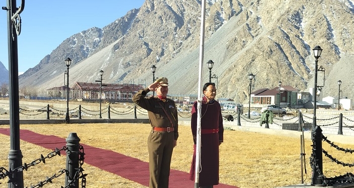 EC Kacho Mohammad Feroz hoists unfurls national flag Council Secretariat