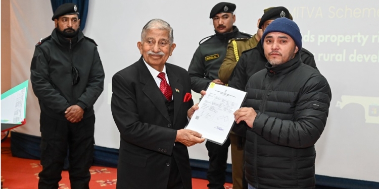 PM Modi live telecast on distribution of property cards attended by Lt Governor Brig (Dr) BD Mishra in Kargil