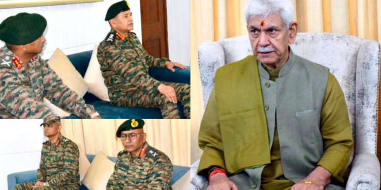 LG Sinha Reviews Security Scenario with Army Chief and Army Commander, Northern Command