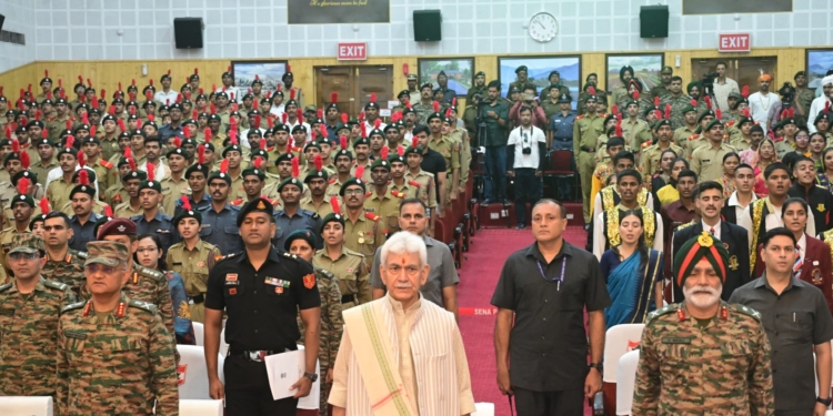 Lieutenant Governor interacts with NCC Cadets at Special National Integration Camp at Srinagar