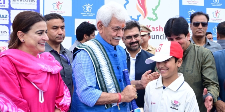Lieutenant Governor interacts with players at Bijbehara Premier League (BPL) at Anantnag