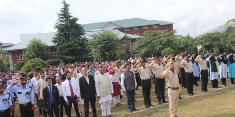 VC hoists the National Flag at IUST