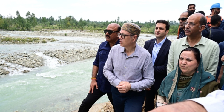 CM Omar Abdullah visits Kulgam to assess flood damage and oversee restoration efforts following heavy rains in the district