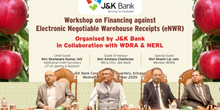 J&K Bank organizes workshop on Electronic Negotiable Warehouse Receipts in collaboration with WDRA & NERL