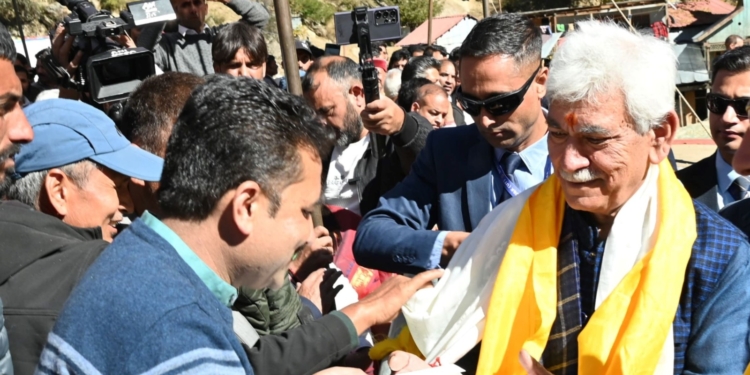 Lieutenant Governor visits Chishoti Paddar in Kishtwar, lays foundation stone for construction of new houses for flood-affected families