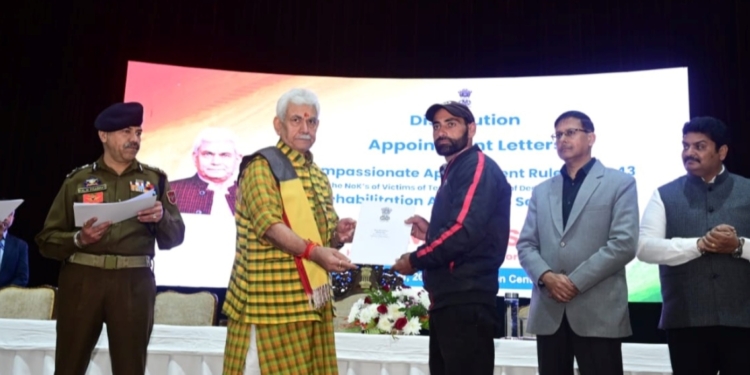 Lieutenant Governor hands over appointment letters to 41 NoKs of victims of terrorism of Jammu Division
