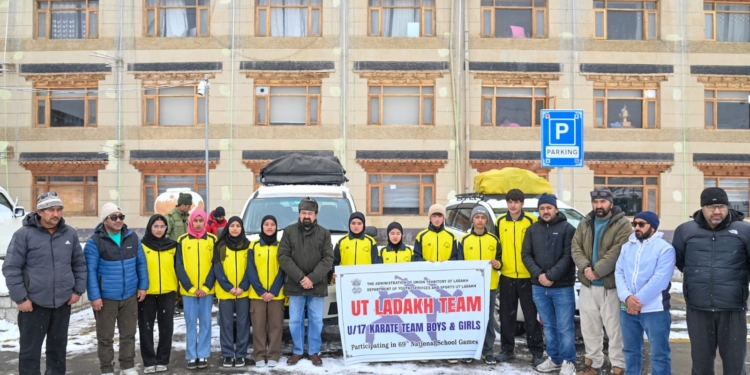 CEC Kargil Dr. Jaffer Akhoon Flags Off UT Ladakh U-17 Karate Team for 69th National School Games