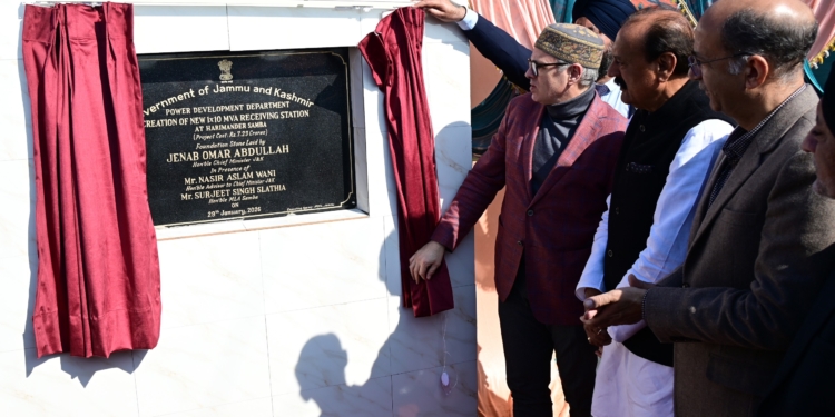 CM Omar Abdullah lays foundation stone of 10 MVA Receiving Station at Samba, inaugurates Bus Terminal at Thandi Khui
