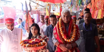 Lieutenant Governor flags off Shri Mata Vaishno Devi Ji Pracheen Marg Pavitra Chhari Yatra at Kol Kandoli Temple in Nagrota