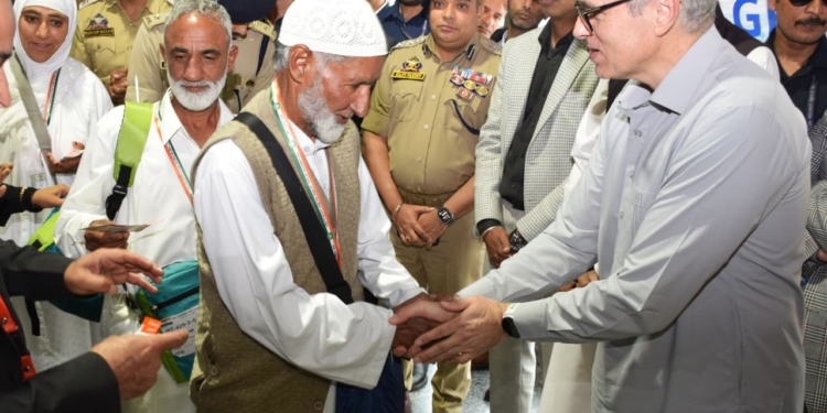 CM Omar Abdullah sees off first Haj pilgrims batch from Srinagar