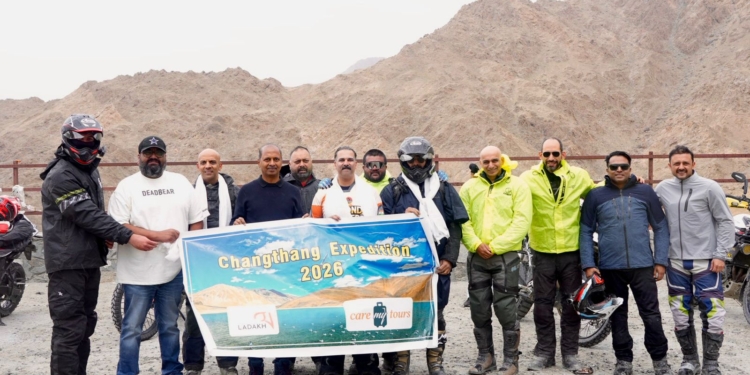 Administrative Secretary Tourism Flags Off Changthang Expedition 2026 from Shanti Stupa, Leh