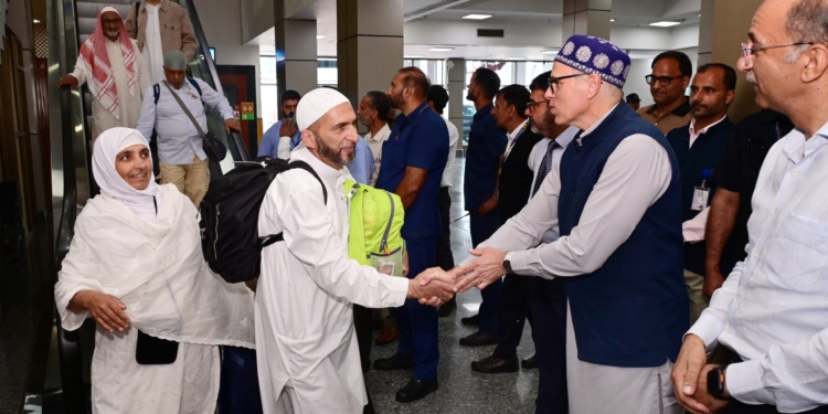 CM Omar Abdullah receives first batch of Hujjaaj at Srinagar Airport