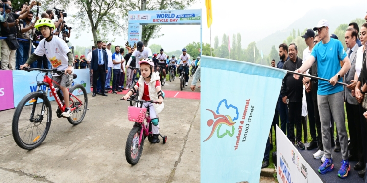 CM Omar Abdullah flags off Cyclothon on World Bicycle Day, launches Jammu Cyclothon campaign