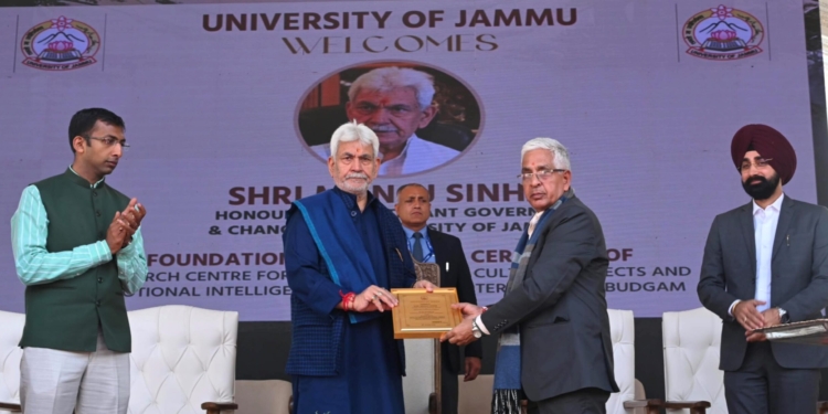 Lieutenant Governor Lays Foundation Stone of Kashmir Chapter of Centre for Regional Studies, Culture, Dialects and Emotional Intelligence of University of Jammu
